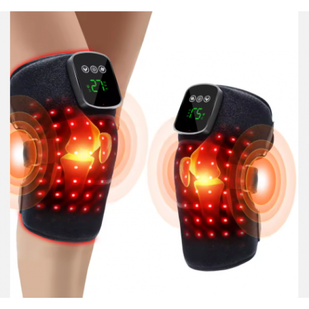 Wireless 660nm & 850nm Red Light Therapy Knee Brace Wrap Rechargeable Vibration Red Light Therapy Device for Knee Massage