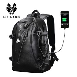 Mens Backpack External USB Charge Waterproof Fashion Leather Travel Bag Mens Backpack External USB Charge Waterproof Fashion Leather Travel Bag